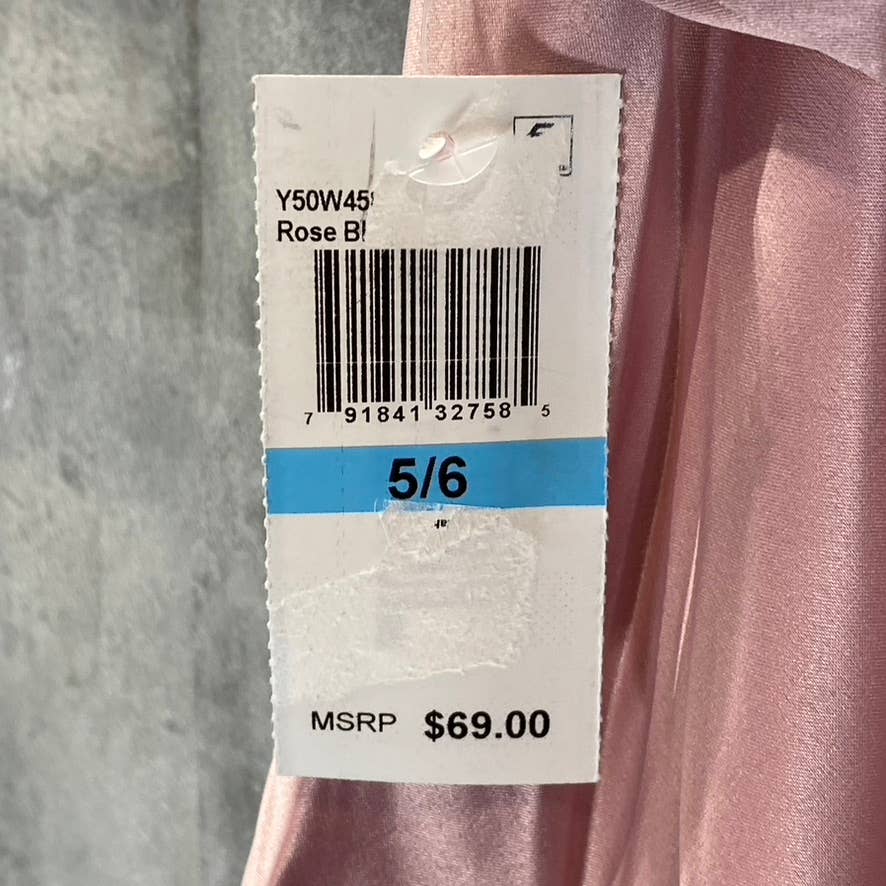 B. DARLIN Juniors' Rose Blush Satin Spaghetti Strap Faux Wrap Tiered Dress SZ5/6