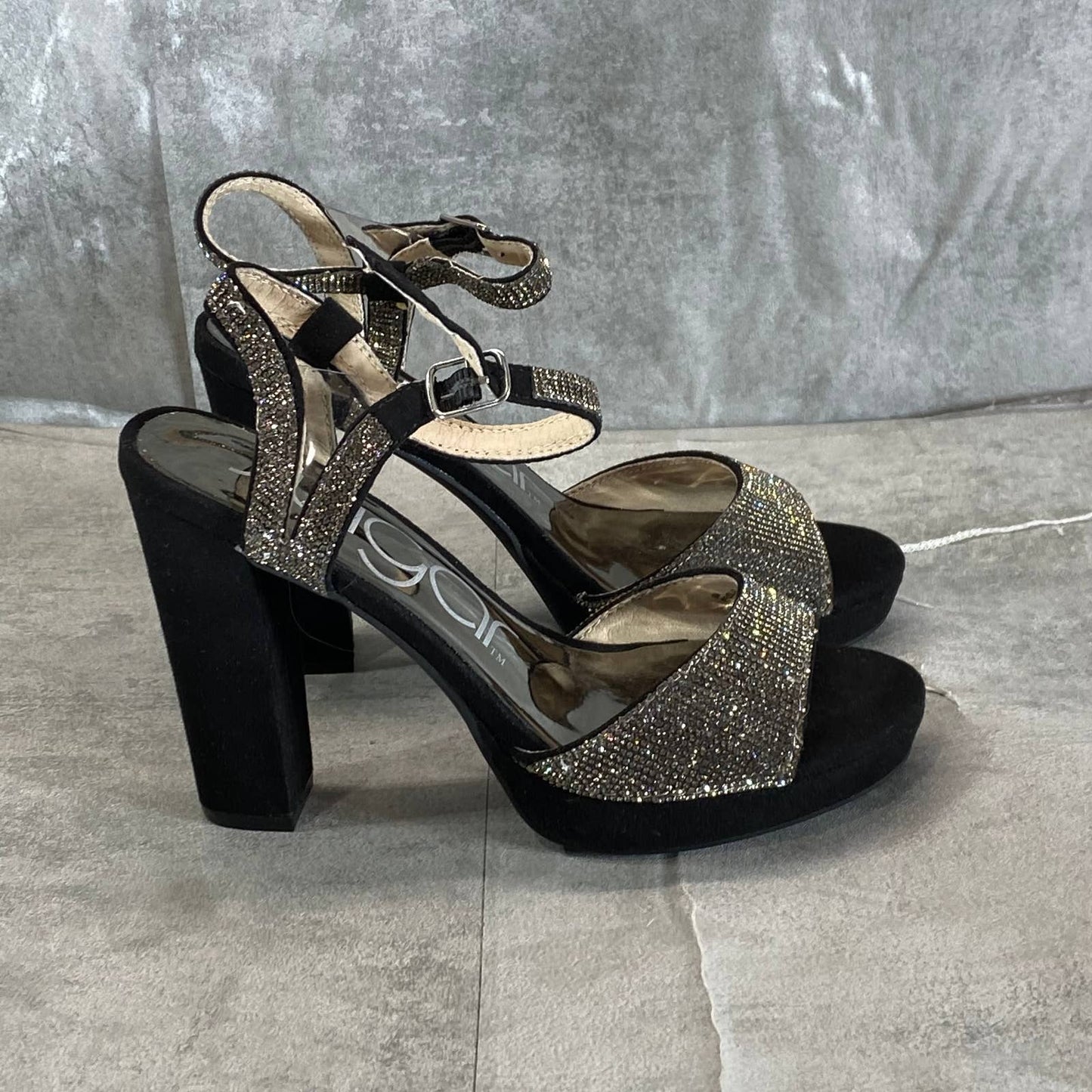 SUGAR Women's Black Rhinestone Embellished Prisila Open-Toe High-Heel Sandal SZ6