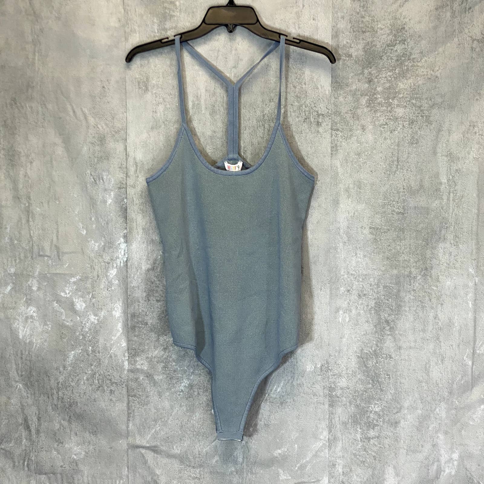 WAYF '98 Women's Plus Size Oasis Blue Deep Scoop Neck T-Strap Bodysuit SZ 1X