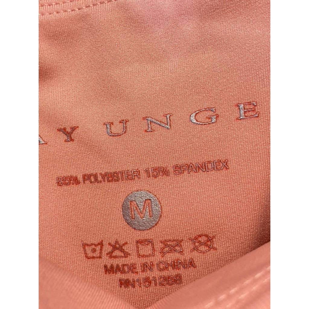 KAY UNGER Women's Peach Ruched Cuff High-Waist Media Pocket Pull-On Athletic Legging SZ M