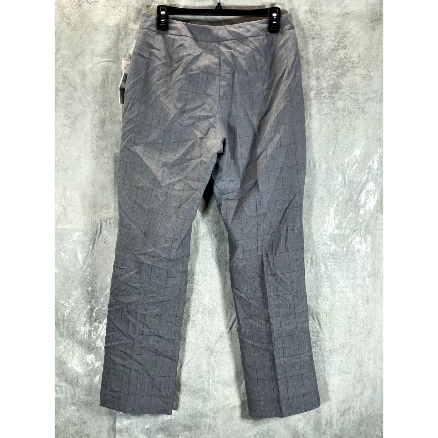 LE SUIT Petite Women's Grey/Peacock Plaid Mid-Rise Slim Suit Pants SZ 6P