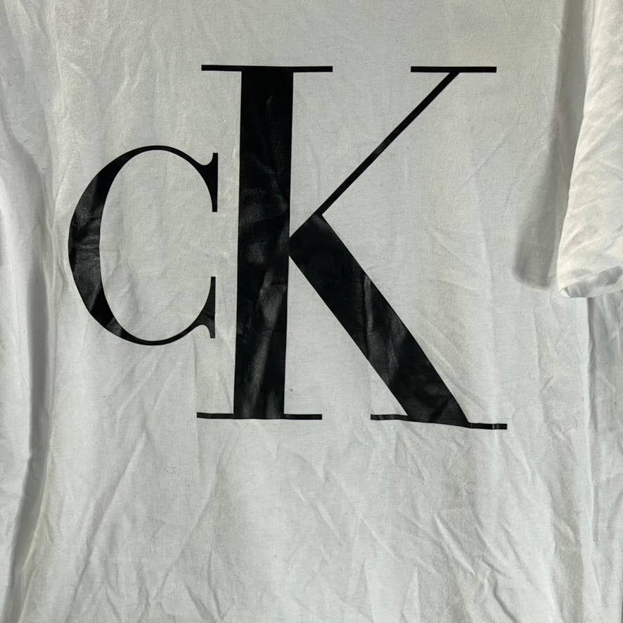 CALVIN KLEIN Men's Brilliant White Monogram Logo Graphic Crewneck T-Shirt SZ M