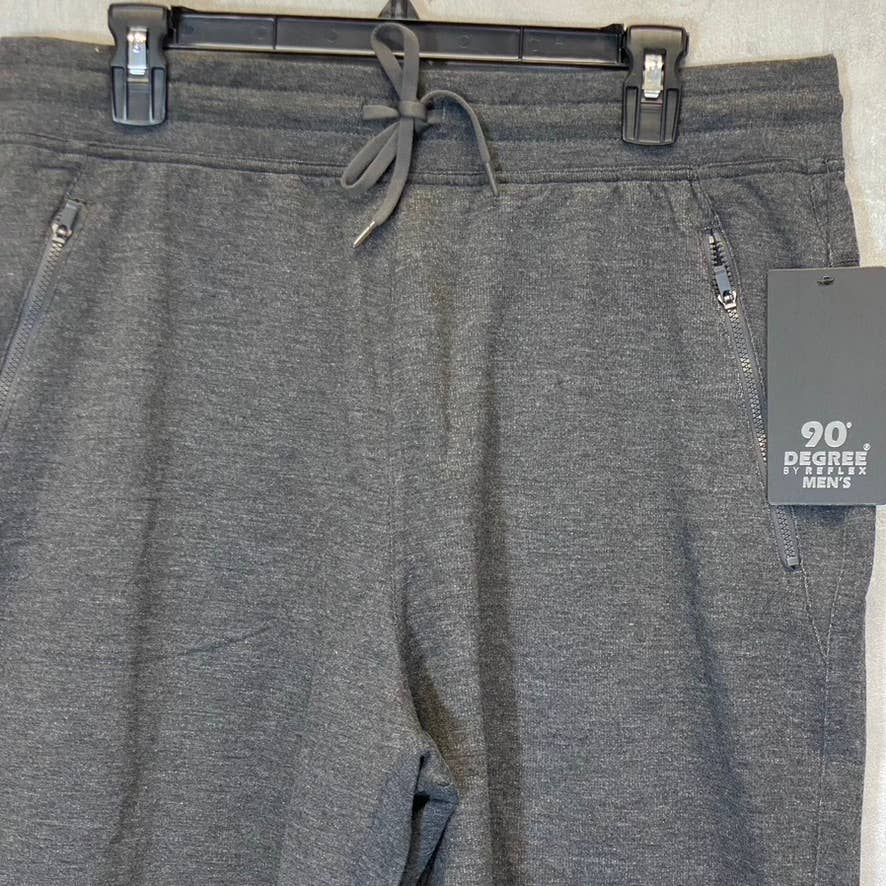 90 DEGREES By Reflex Men's Heather Charcoal Zip Pockets Drawstring Pull-On Shorts SZ L