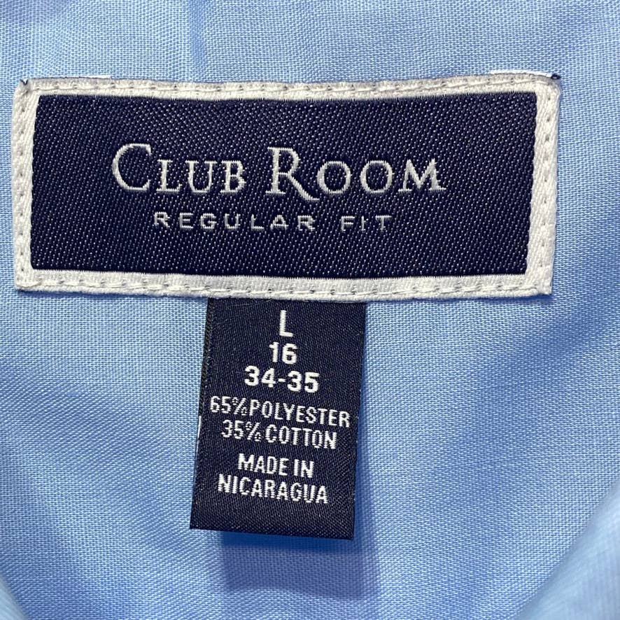 CLUB ROOM Light Blue Classic/Regular Fit Solid Dress Shirt SZ L