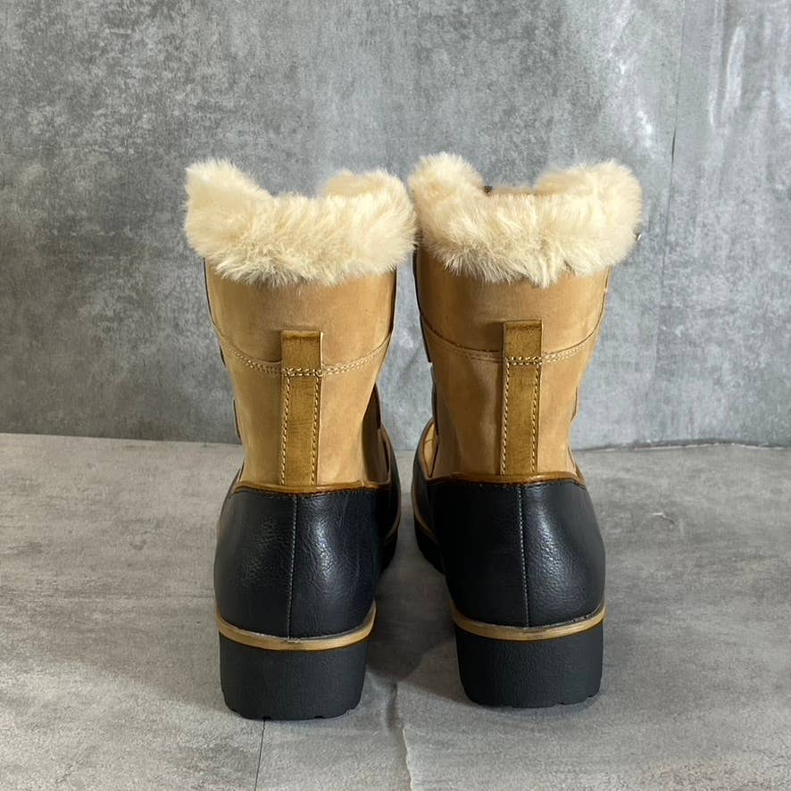 JBU By JAMBU Women's Tan Brunswick Faux-Fur Waterproof Memory Foam Lace-Up Boots SZ 6