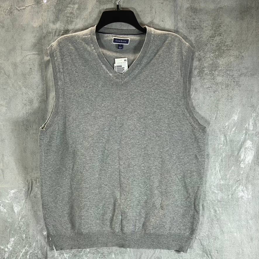 CLUB ROOM Men's Grey Solid V-Neck Pullover Sweater Vest SZ L
