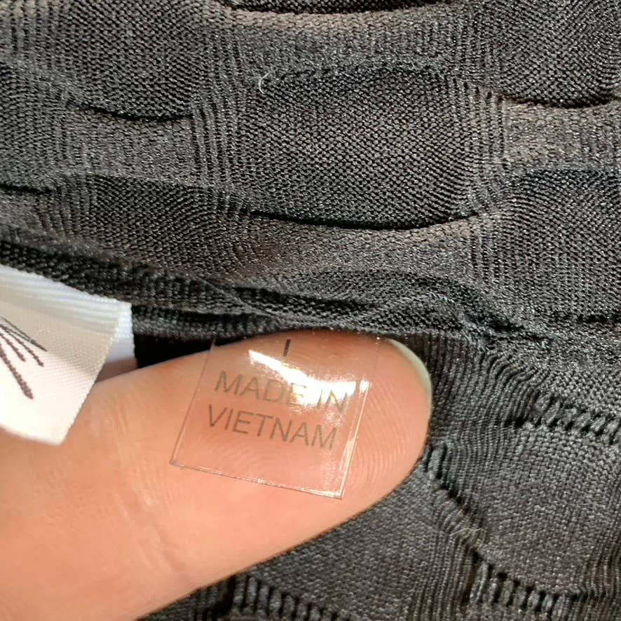 NY COLLECTION Women's Black Honeycomb Half-Zip 3/4 Sleeve Dolphin Hem Top SZ L