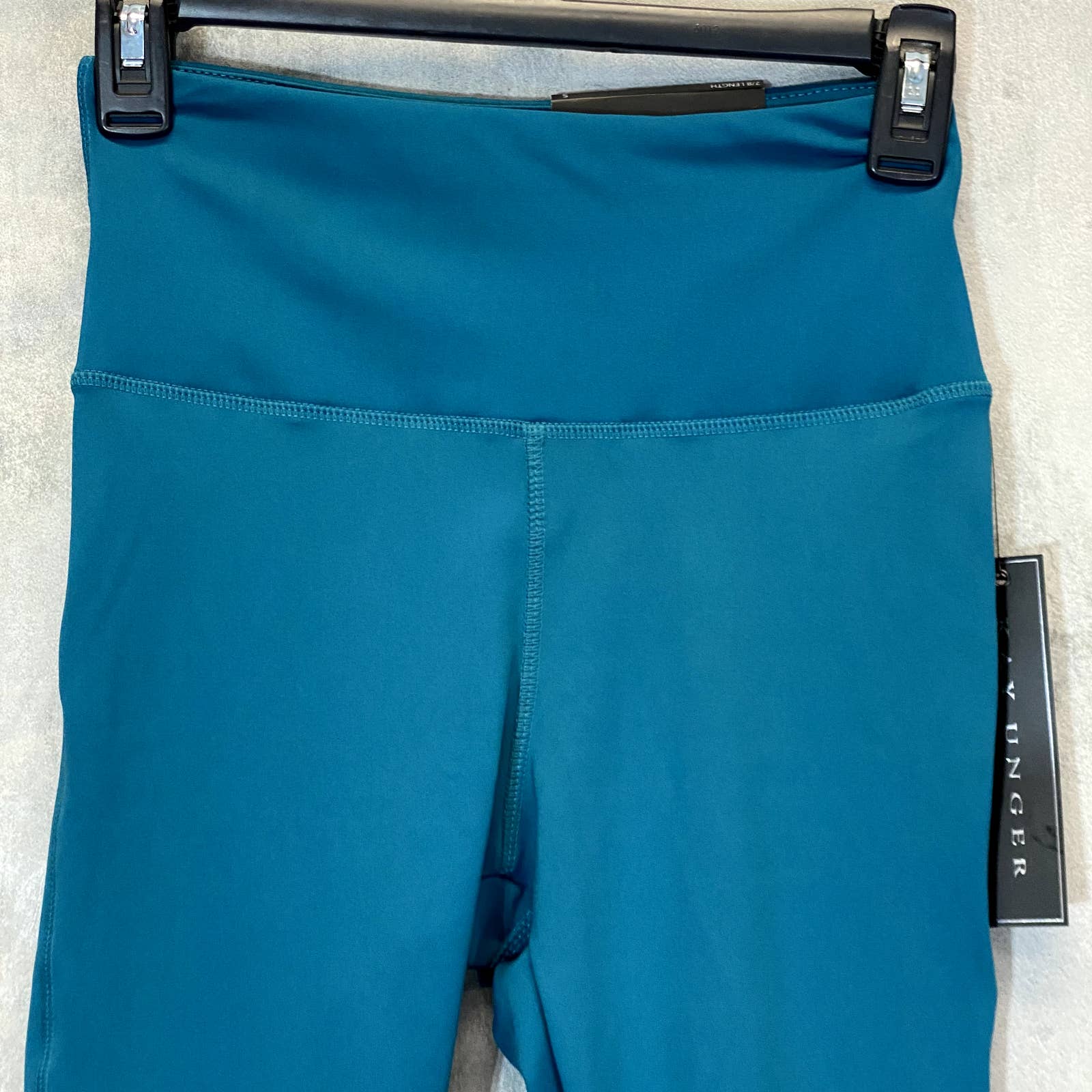 KAY UNGER Women's Teal Mesh Leg Stretch High-Waist Pull-On Athletic Leggings SZ S