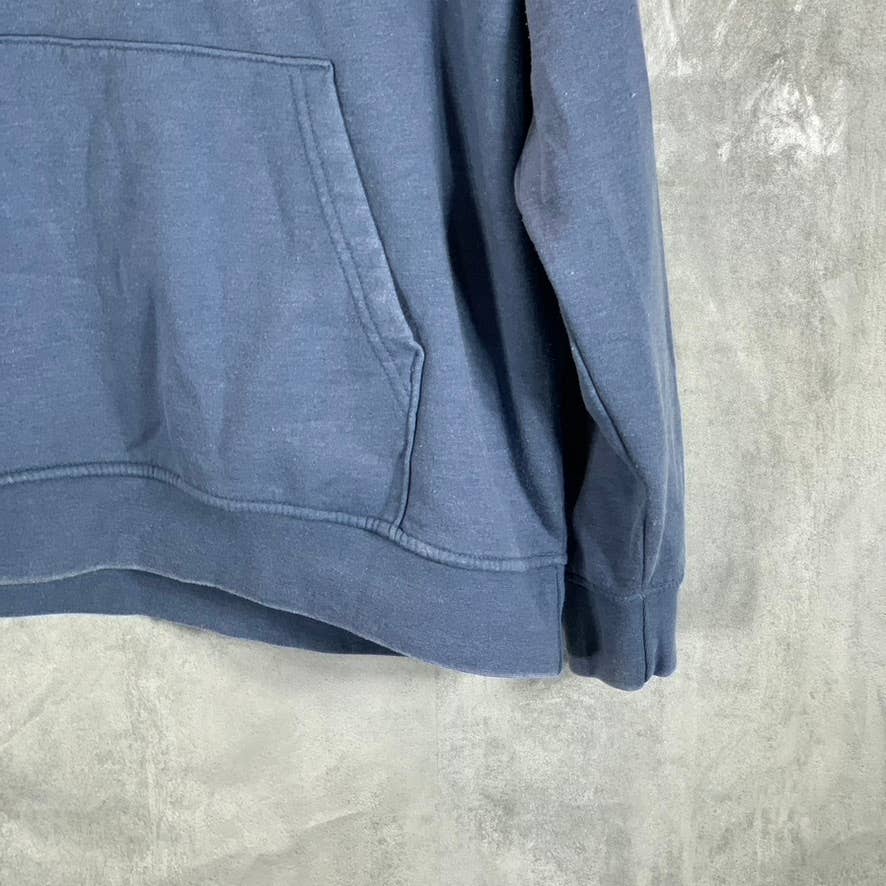 LAZER Men's Blue Fleece Long-Sleeve Burnout Popover Drawstring Hoodie SZ XL