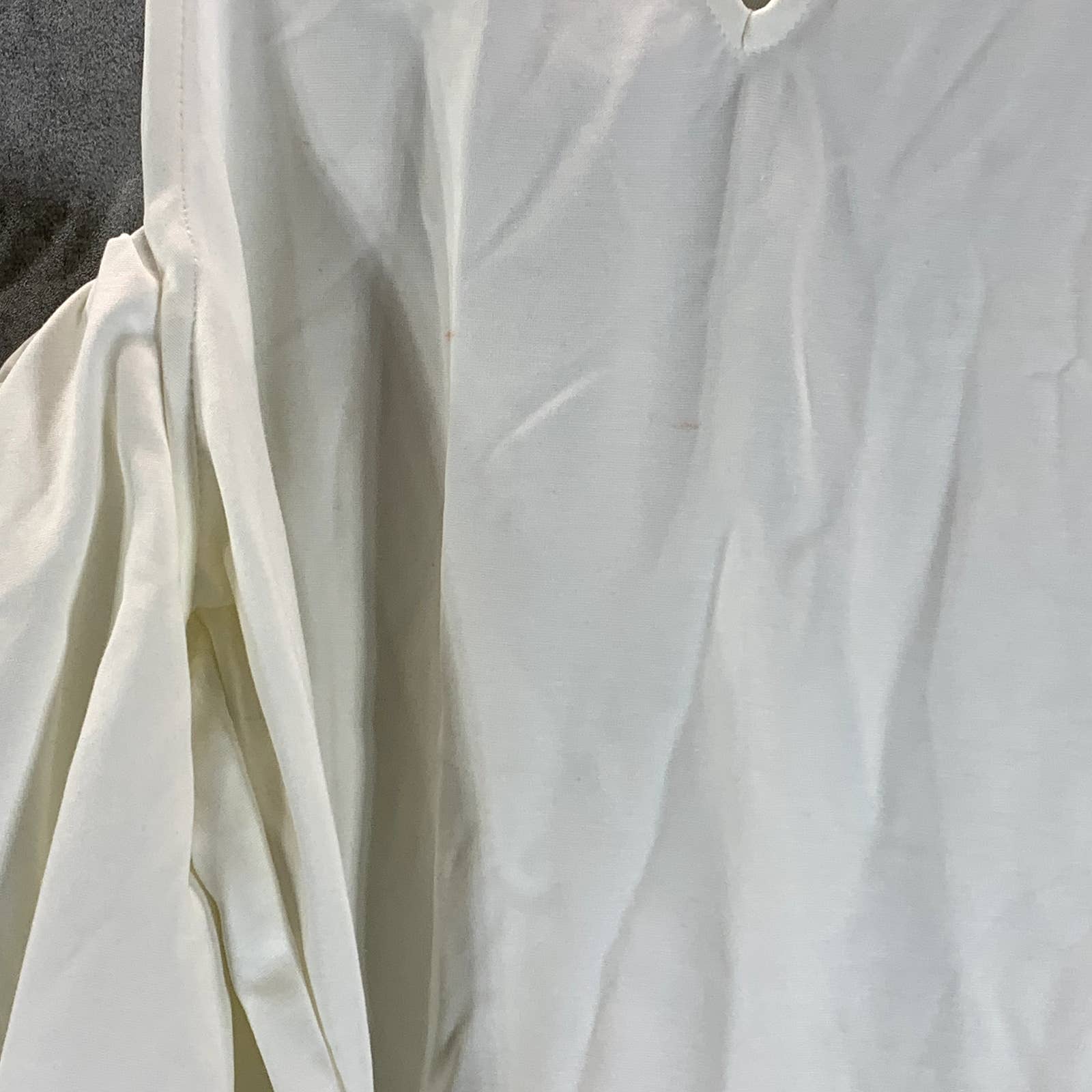 INC INTERNATIONAL Women's Washed White Cold-Shoulder Balloon Sleeve Top SZ L