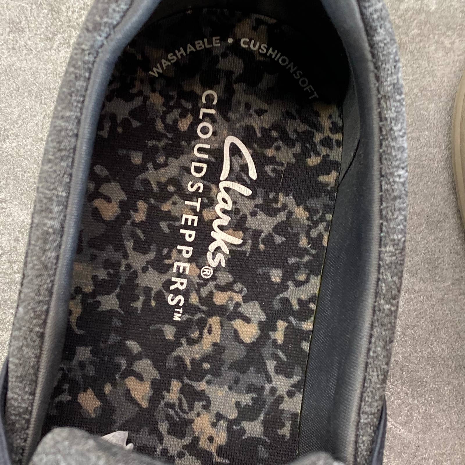 CLARKS CLOUDSTEPPERS Women's Wide Dark Grey Breeze Bali Slip-On Sneakers SZ 6W