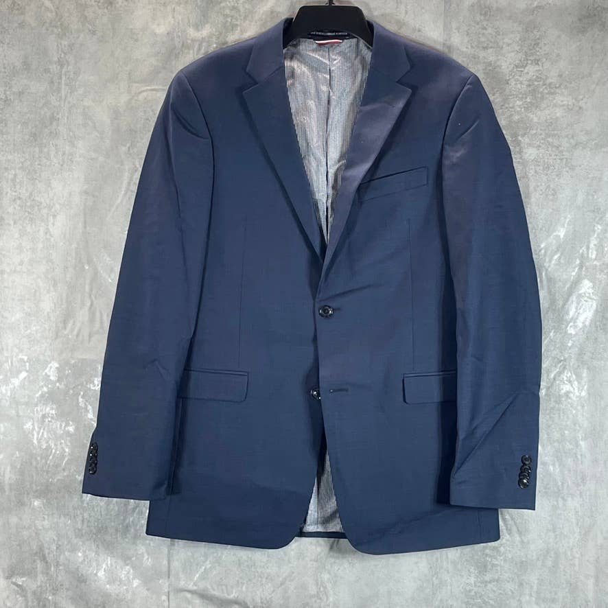 TOMMY HILFIGER Men's Navy Solid Long Th-Flex Modern-Fit Two-Button Jacket SZ 40L
