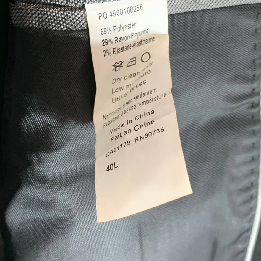 CALVIN KLEIN Men's Black Textured Long Slim-Fit Two-Button Suit Jacket SZ 40L