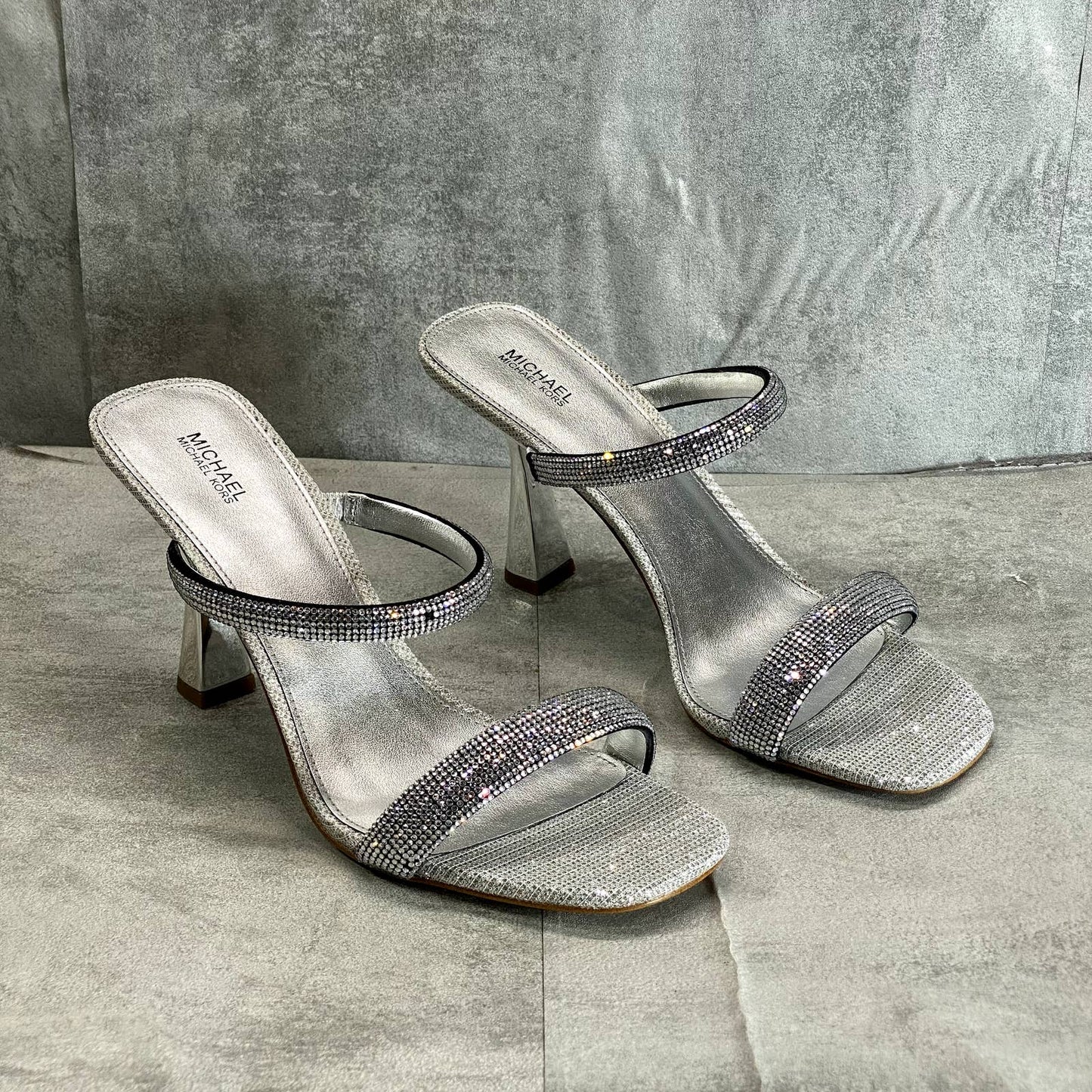 MICHAEL MICHAEL KORS Women's Silver Rhinestone Embellished Clara Dress Sandals