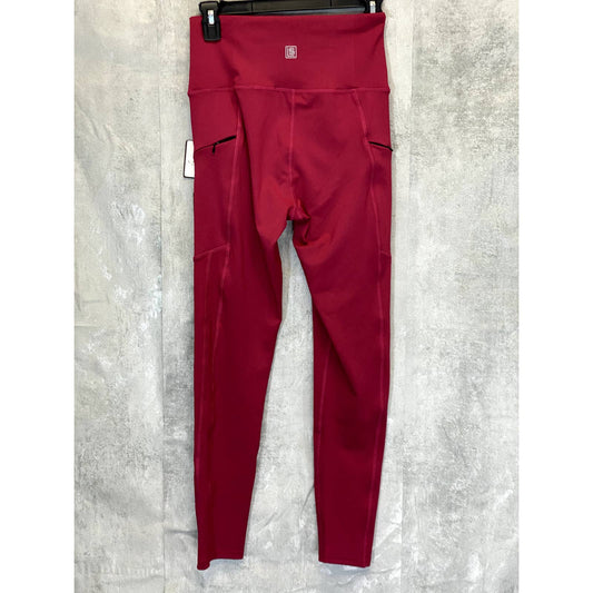 LAUNDRY By Shelli Segal Women's Solid Berry Zipper Media Pocket High-Rise Leggings SZ M