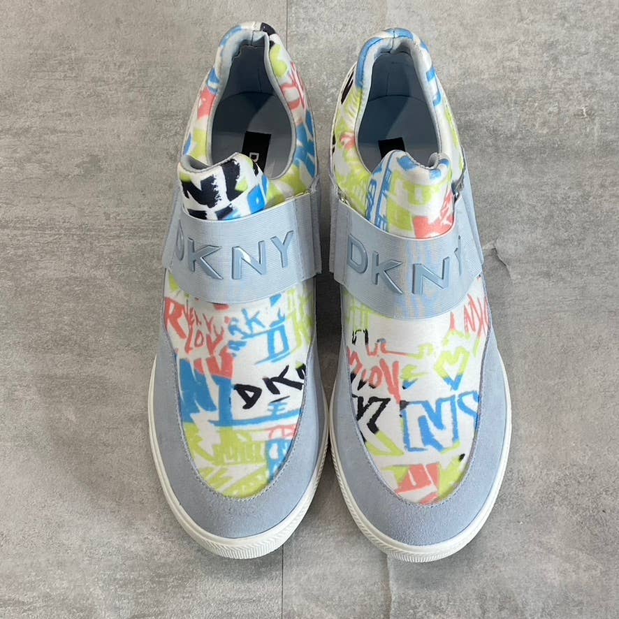 DKNY Women's Pastel Blue Multi Cosmo Slip-On Wedge Sneakers SZ 10
