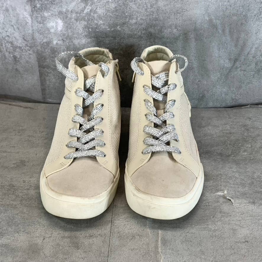 DOLCE VITA Women's Cream Zani Lace-Up Side-Zip Hi-Top Sneakers SZ 6.5