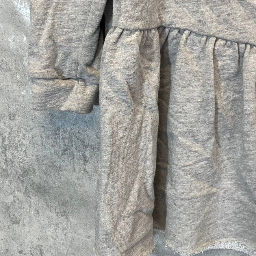 SUSINA Women's Grey Light Heather Raw Ruffle Hem Crewneck Sweater Dress SZ M