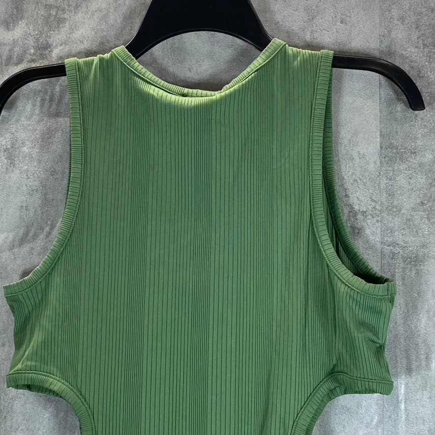 BAR III X NICOLE WILLIAMS ENGLISH Women's Comfrey Ribbed Cutout Bodysuit SZ L