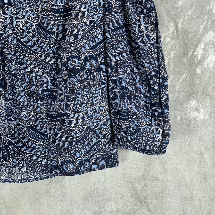 INC INTERNATIONAL CONCEPTS Blue Printed Button-Up Top SZ M