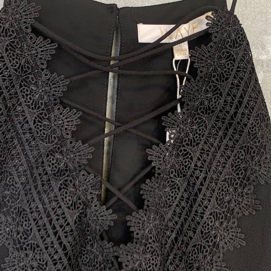 WAYF Solid Black Posie Lace-Up Sleeveless Pant Jumpsuit SZ S