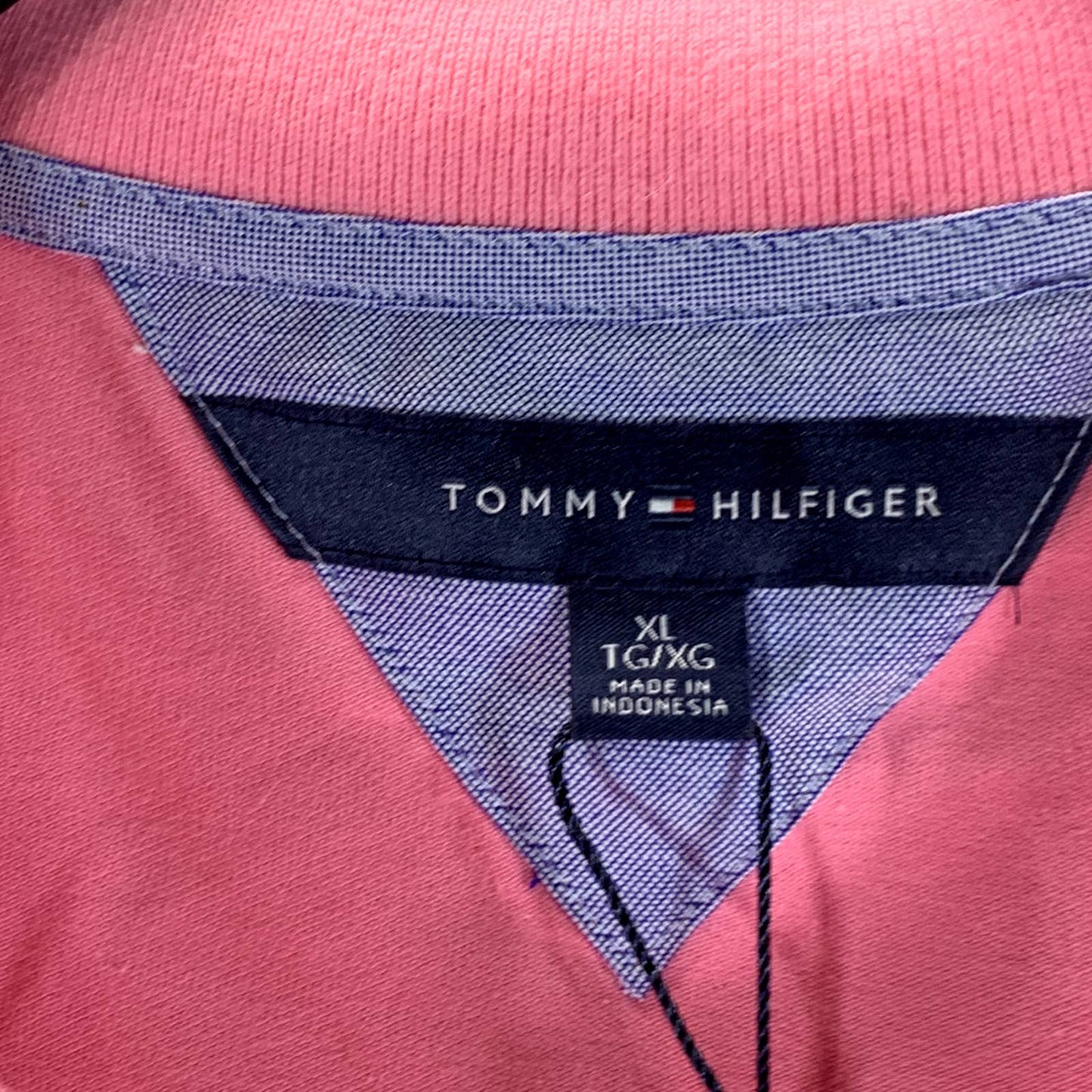 TOMMY HILFIGER Women's Peony Pink Flag Logo Short-Sleeve Polo Top SZ XL