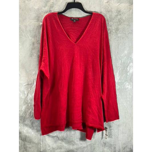 INC INTERNATIONAL CONCEPTS Women's Plus Real Red V-Neck Hi-Low Hem Pullover SZ4X