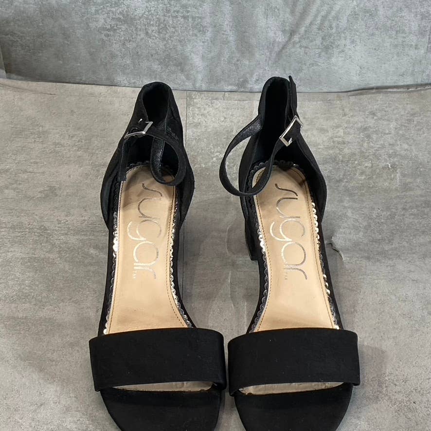 SUGAR Women's Black Noelle Memory Foam Ankle-Strap Low Dress Sandals SZ 10