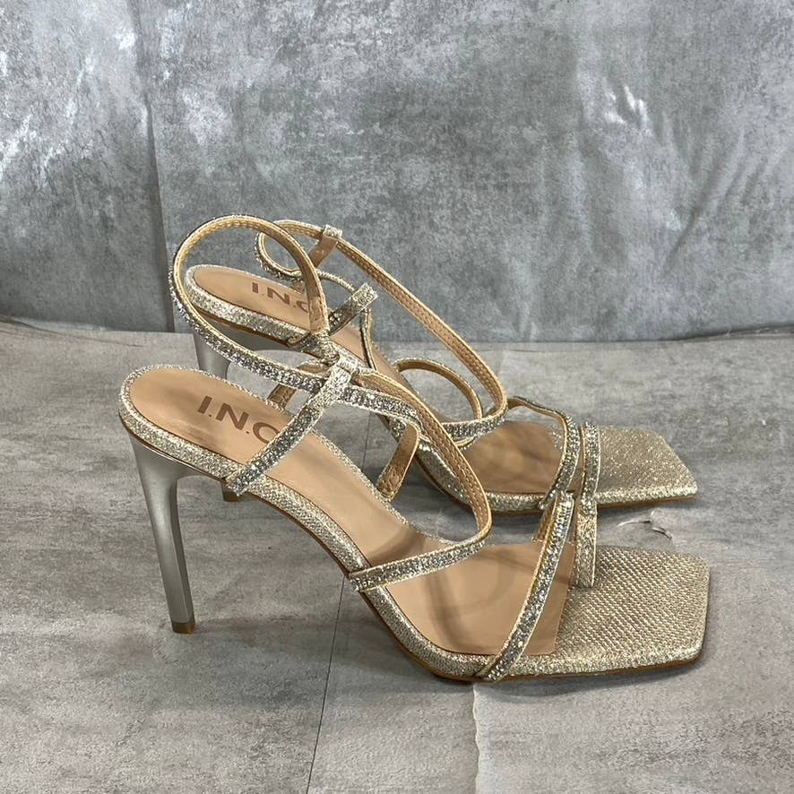 INC INTERNATIONAL CONCEPTS Women's Champagne Crystal Arti Strappy Sandals SZ 7.5