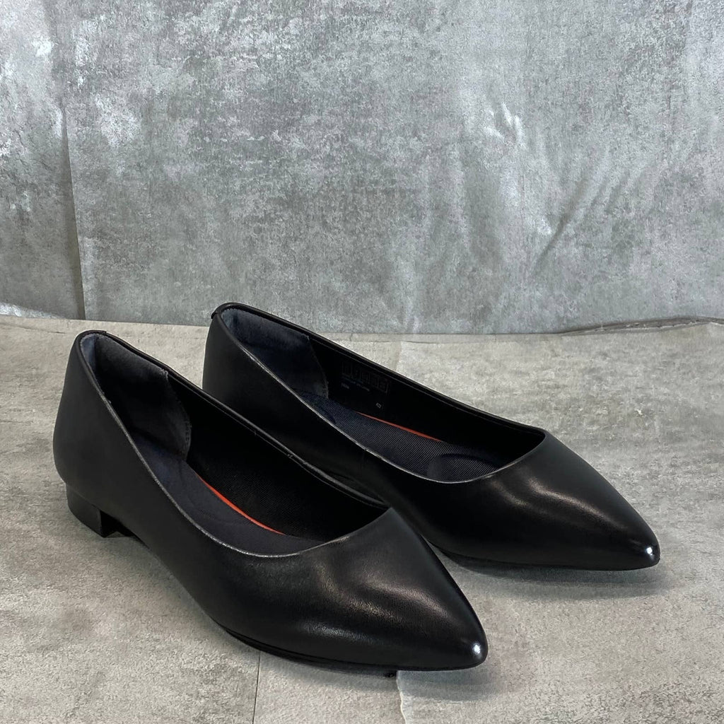 ROCKPORT Women's Black Leather Adelyn Total Motion Pointed-Toe Ballet Flat SZ5.5