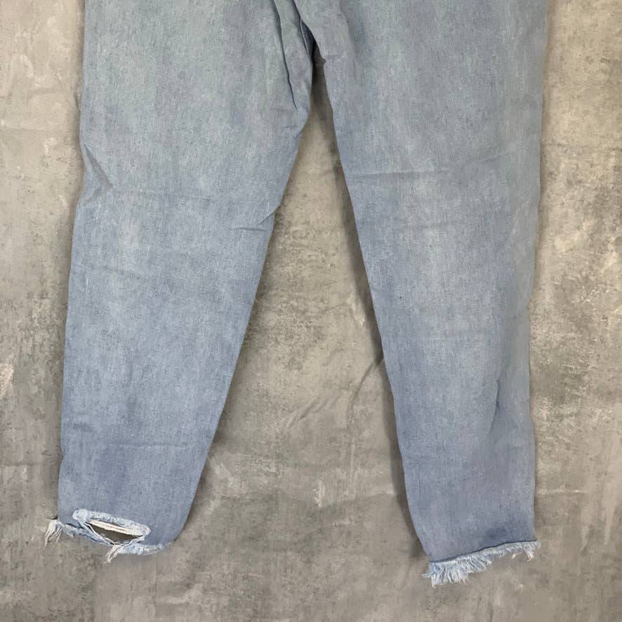 MISSGUIDED Light Wash Tall Frayed Hem Distressed Detail Denim Jeans SZ 10L