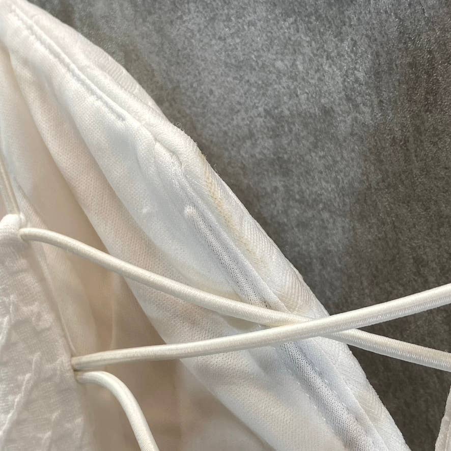 CITY STUDIO Juniors' Ivory V-Neck Lace-Up-Back Textured Fit & Flare Mini Dress