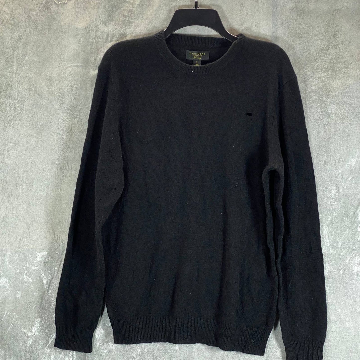 CHARTER CLUB Men's Deep Black Solid Cashmere Crewneck Pullover Sweater SZ S