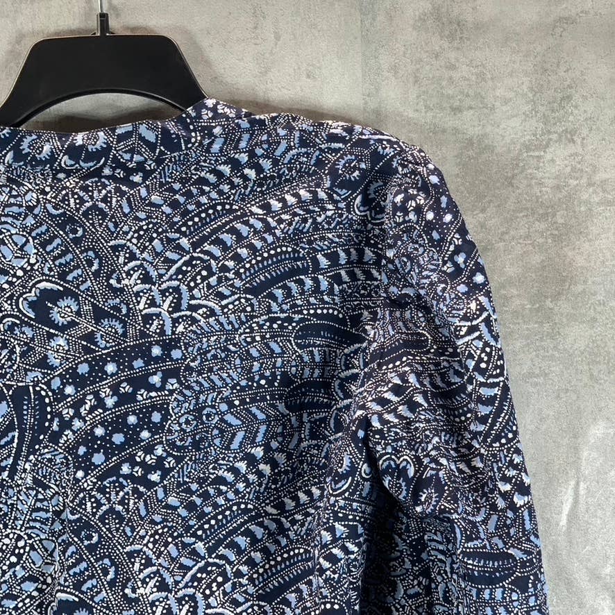 INC INTERNATIONAL CONCEPTS Blue Printed Button-Up Top SZ M