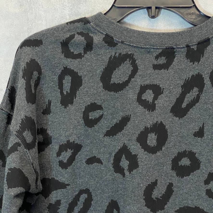 STYLE & CO Women's Charcoal Animal-Print Crewneck Pullover Sweatshirt SZ XS