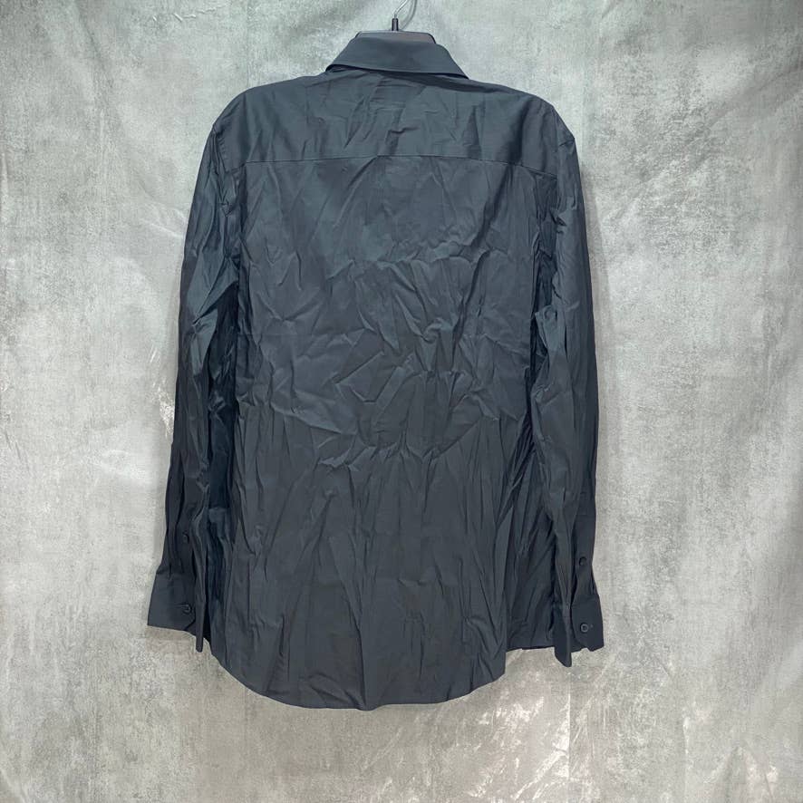 ALFANI Dark Grey Slim-Fit Stretch Solid Dress Shirt SZ L