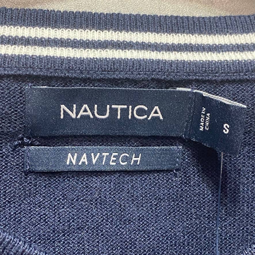 NAUTICA Navy Navtech V-Neck Pullover Sweater SZ S