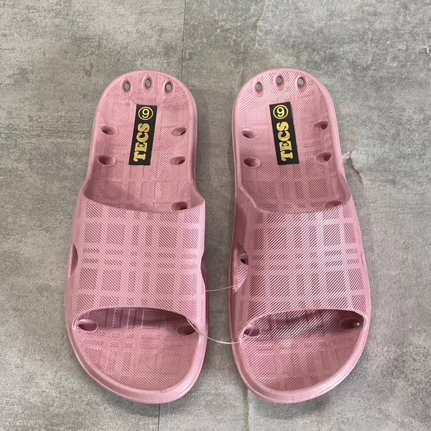 TECS Women's Rose Pink PVC Round-Toe Slide Sandals SZ 7