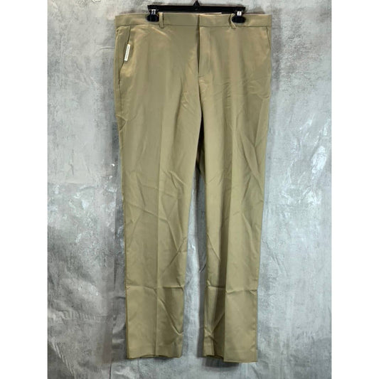 PERRY ELLIS PORTFOLIO Men's Tan Mini Check Slim-Fit Stretch Dress Pants SZ 36X32
