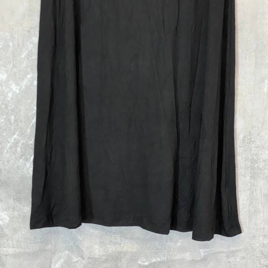 24/7 COMFORT APPAREL Women's Black Elastic Waist Pull-On Stretch Maxi Skirt SZ S
