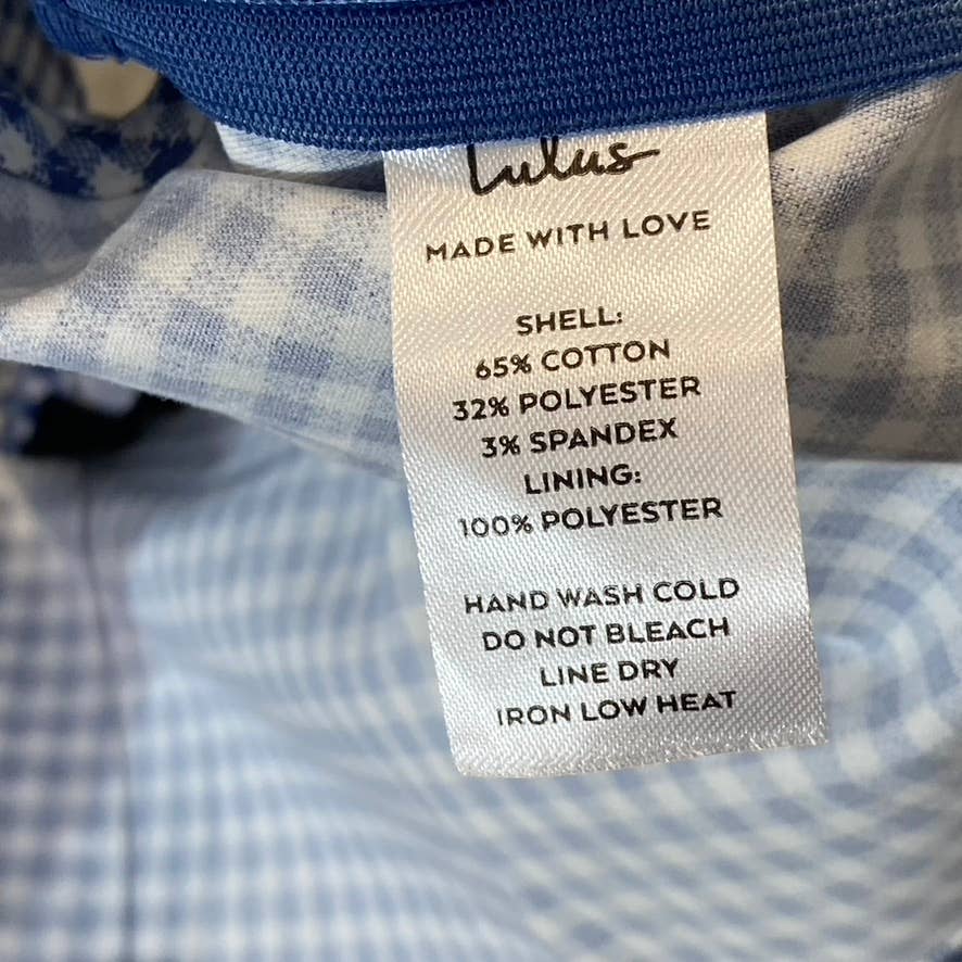 LULUS Women's Blue Gingham Follow The Sun Lightweight Sleeveless Crop Top SZ XL