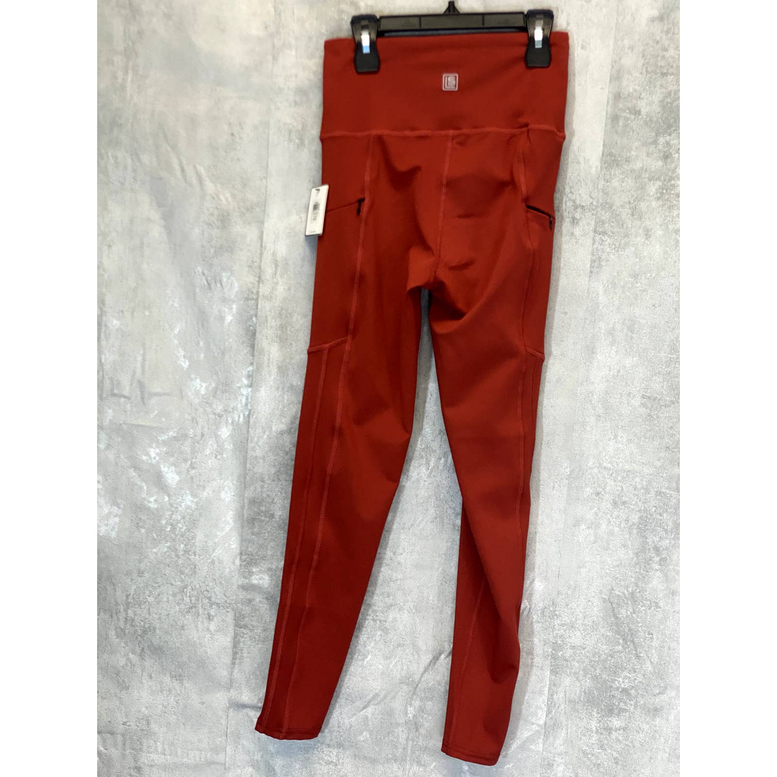 LAUNDRY By Shelli Segal Women's Solid Rust Zipper Media Pocket High-Rise Leggings SZ S