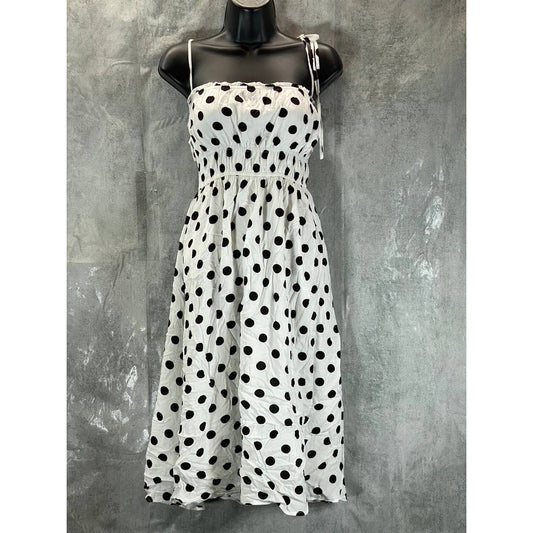 LINE AND DOT Women's White/Black Dot Sunday Polka Dot Midi Dress SZ S