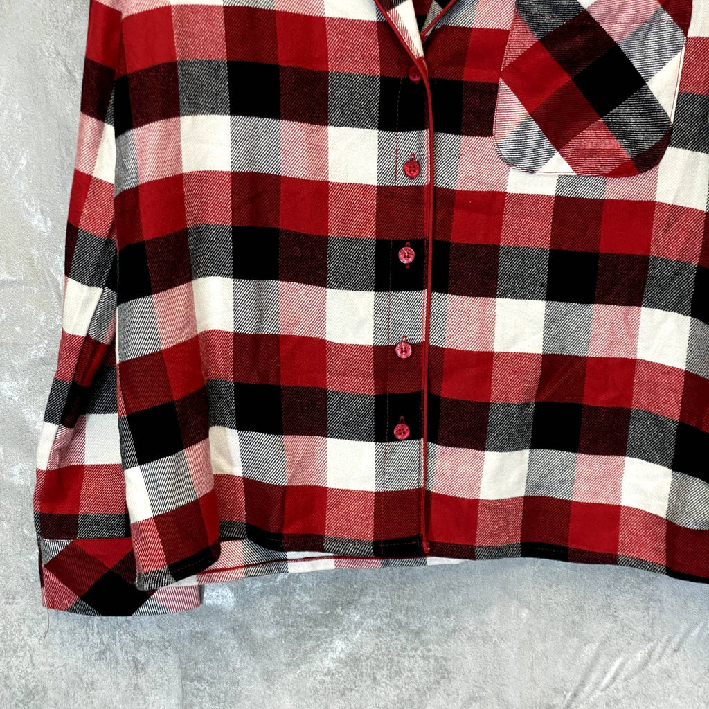 NORDSTROM Women's Red Chili August Check 2-Piece Button-Front Pull-on Pajama Set SZ S