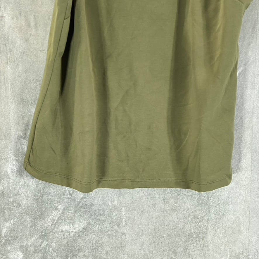 INC INTERNATIONAL CONCEPTS Women's Burnt Olive Crewneck Ruffled Tank Top SZ S