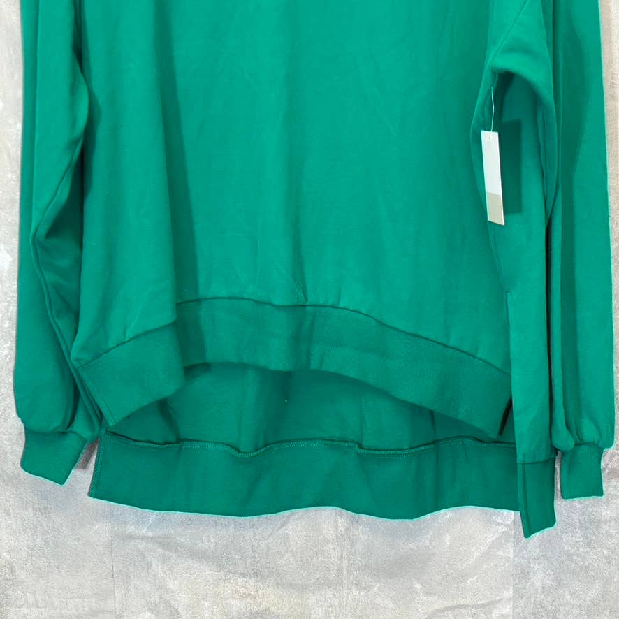 BP. Women's Green Trekking Oversized Crewneck High-Low Hem Pullover Sweater SZ M