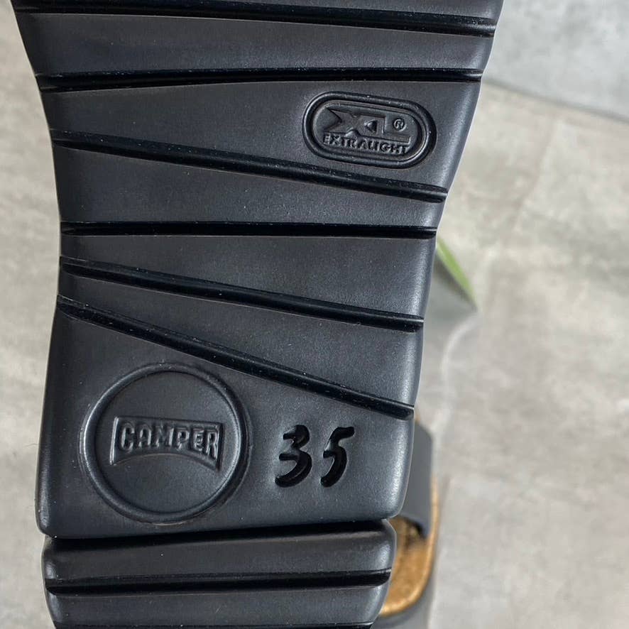 CAMPER Women's Black Leather Oruga Lightweight Two-Strap Slide Sandals SZ 5