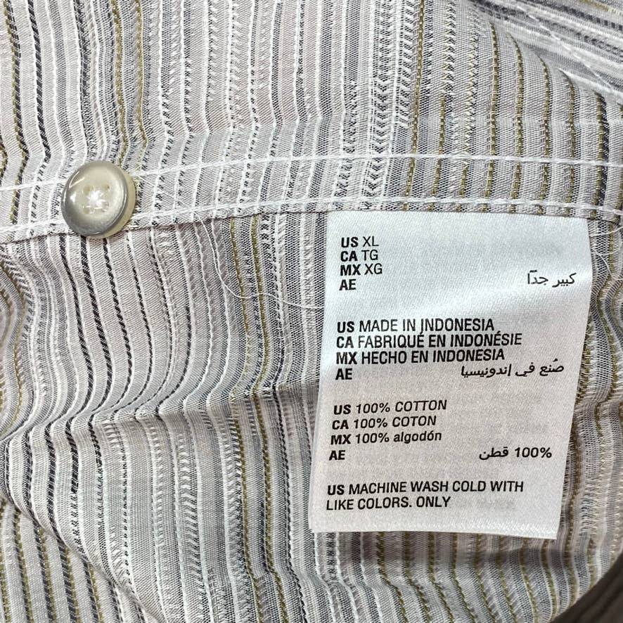 TASSO ELBA Grey Combo Stretch Textured Stripe Short Sleeve Shirt SZ XL