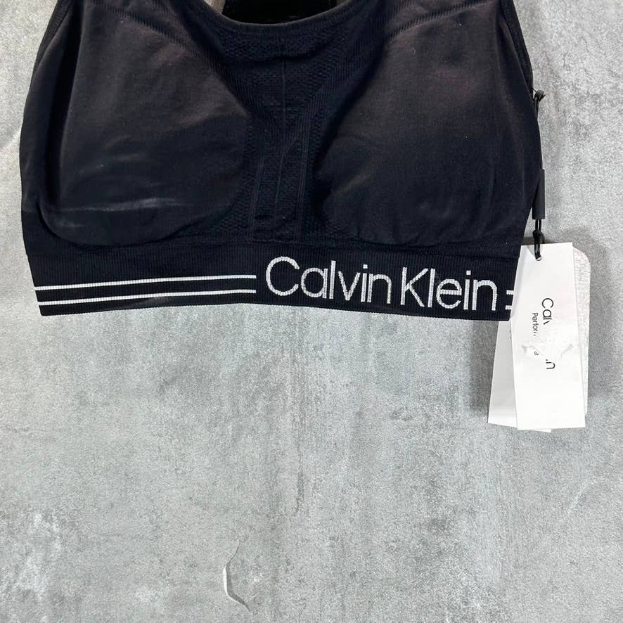 CALVIN KLEIN PERFORMANCE Women's Black Seamless Medium Impact Sports Bra SZ S