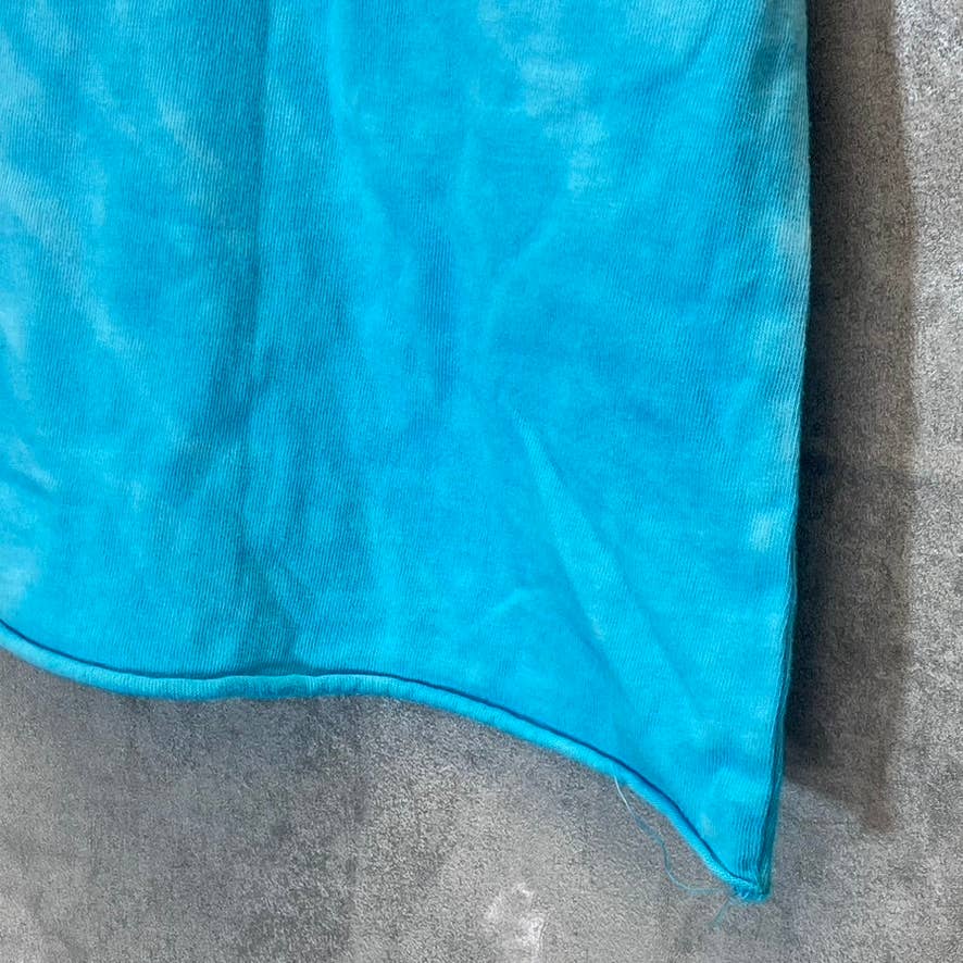 ABOUND Women's Blue-Orange Tie-Dye Raw Hem Crewneck T-Shirt SZ M